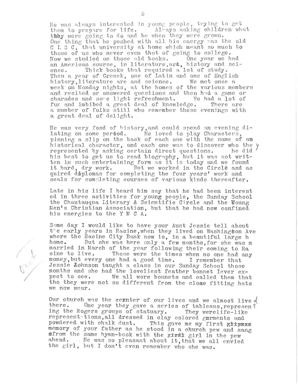 Typewritten page 5 of the 1931 remembrance