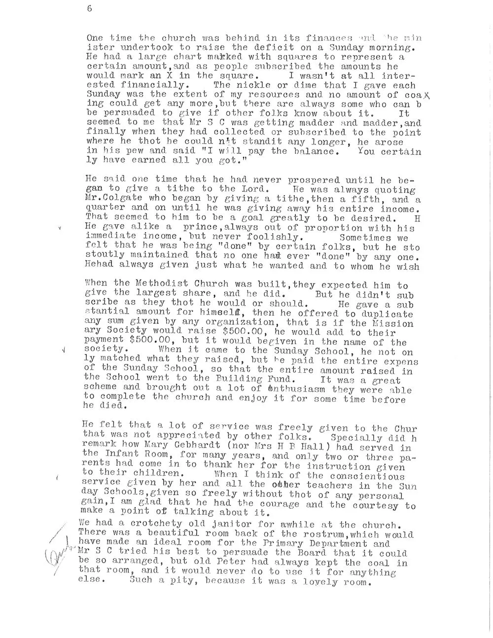 Typewritten page 6 of the 1931 remembrance
