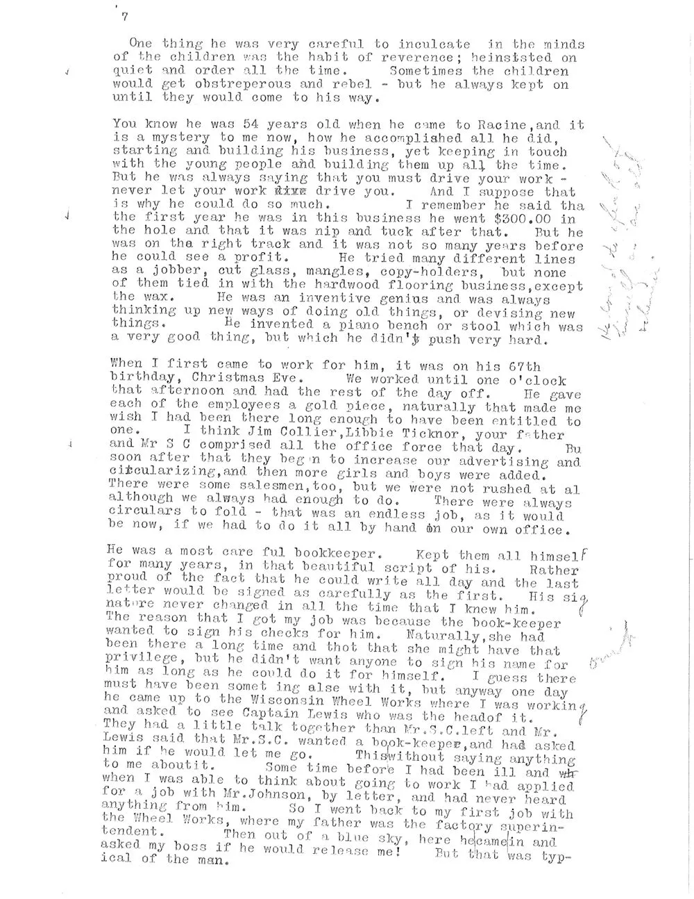 Typewritten page 7 of the 1931 remembrance
