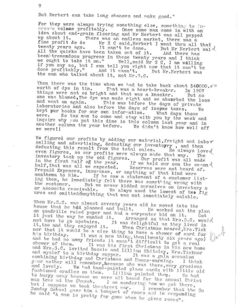 Typewritten page 9 of the 1931 remembrance