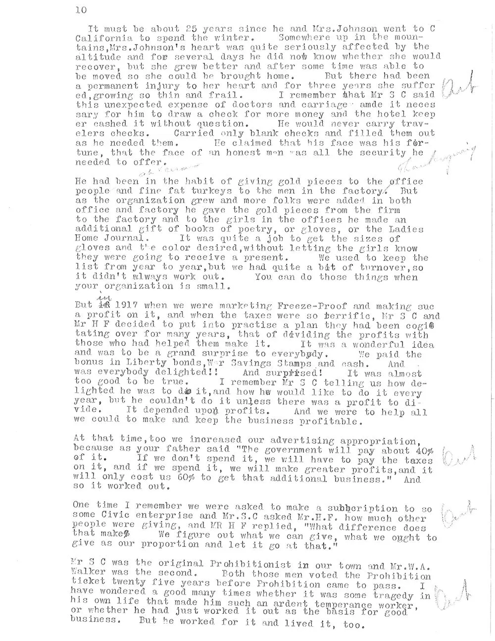 Typewritten page 10 of the 1931 remembrance